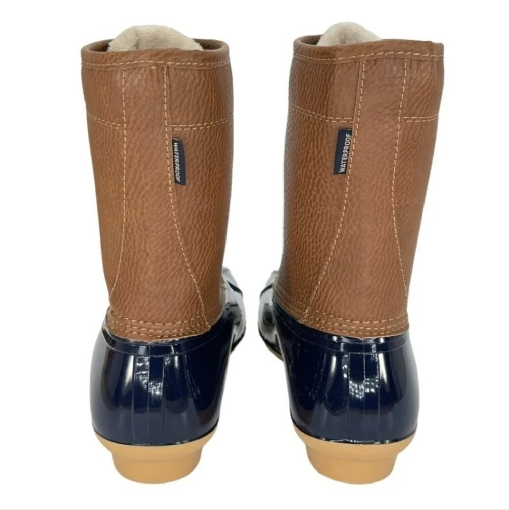 JBU Brown and Blue Winter Rain Boots Waterproof Design